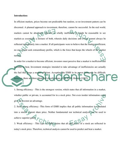 Market Efficiency and its implications for Macroeconomic Behaviour