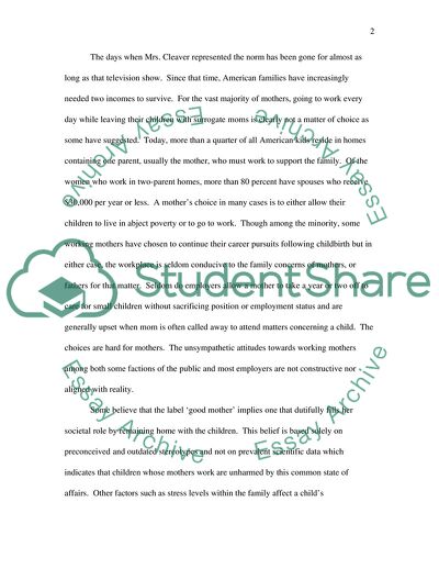 Effect of Working Mothers on the Family