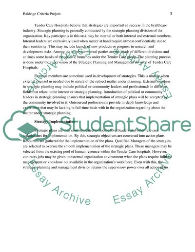 Baldrige Criteria Project