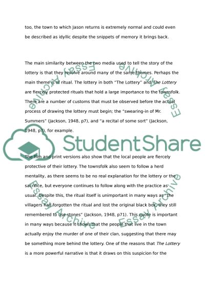 The lottery by shirley jackson essay