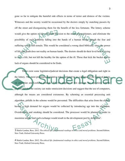 Analysis of The Survival Lottery Authored by John Harris
