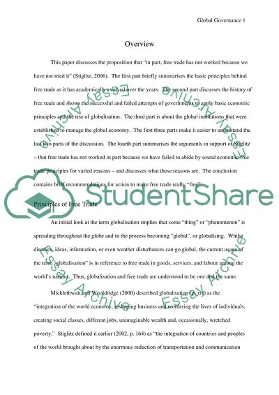 Global Governance: Is Free Trade Really Free