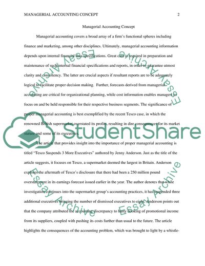 Managerial Accounting Concept