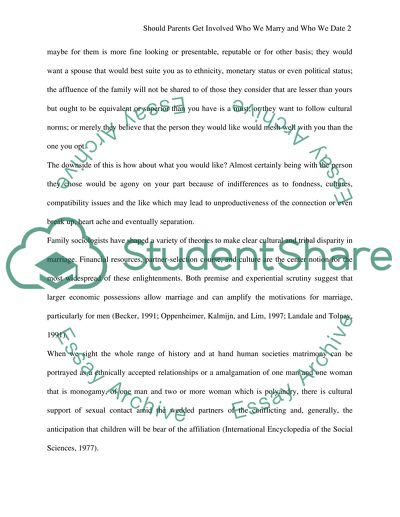 Should Parents Get Involved Who We Marry and Who We Date