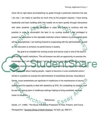 application essay for nursing students