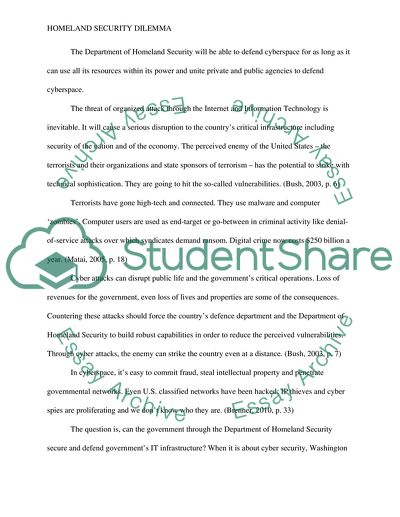 Cyber Security A Homeland Security Dilemma