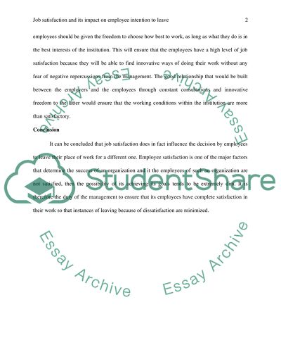 Job satisfaction and its impact on employee intention to leave