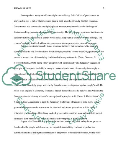 Pains Ideas on Common Sense: Society and Government