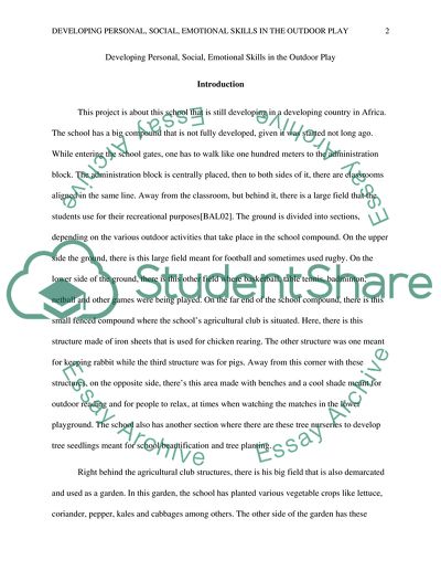 DEVELOPING PERSONAL,SOCIAL AND EMOTIONAL SKILLS IN THE OUTDOOR PLAY