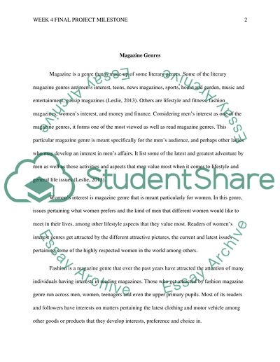 Week 4: Final Project Milestone