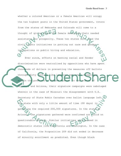 Gender Based Issues in United States: Challenges for the New Government