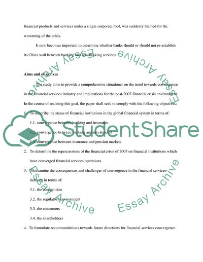 Convergence in the Financial Services Industry: Implications of the 2007 Financial Crisis
