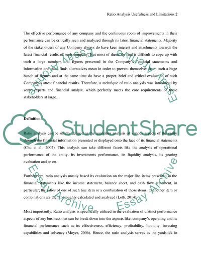 Ratio Analysis Usefulness and Limitations