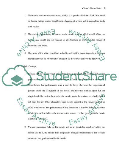 Resident Evil Afterlife. A critique of a movie