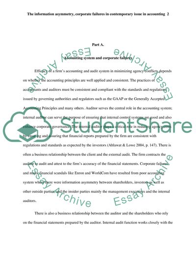 Information Asymmetry and Corporate Failures in Accounting