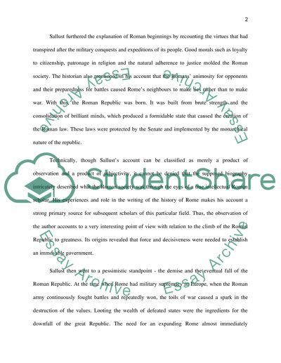 The Roman Republic in Sallusts Account, the Conspiracy of Catiline