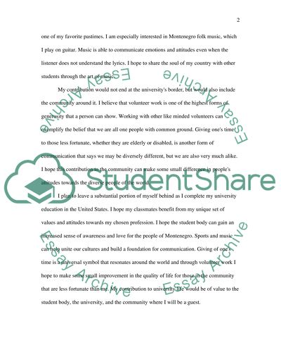 What do you think you can contribute to this program and to university life in the United States