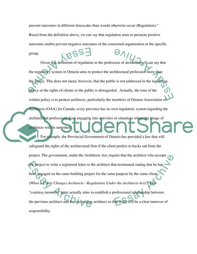 Legal and Regulatory Issues about the Practice of Architecture