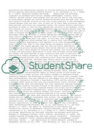 Qualitative and Quantitative Article Review