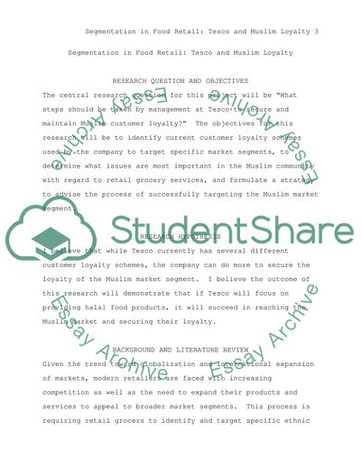 Segmentation in Food Retail: Tesco and Muslim Loyalty