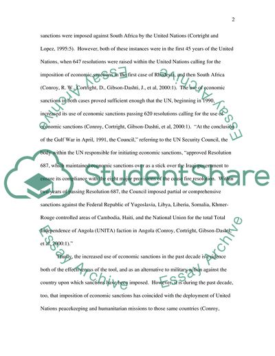 The Imposition of Multilateral Economic Sanctions