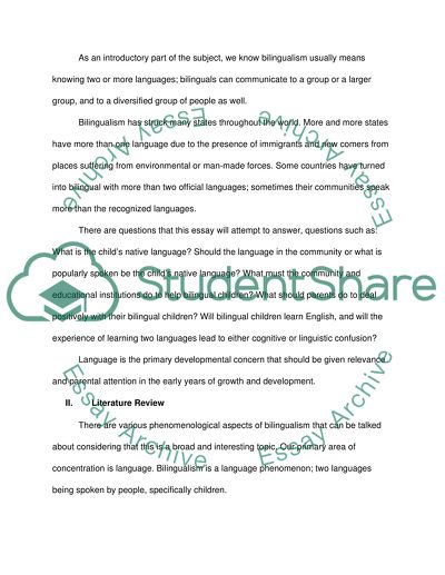 Bilingualism and Second Language Acquisition in Children