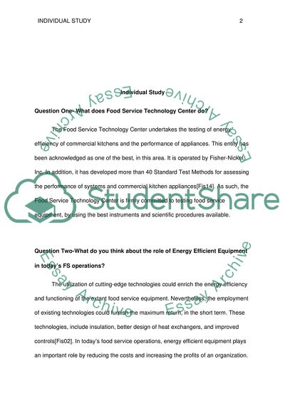 Energy-Efficient Equipment in Food Service Operations