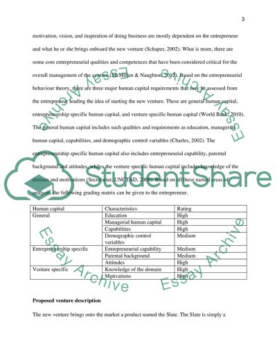 Opportunity Analysis of New Business Venture