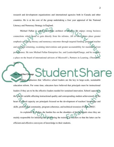 The Diverse and Enlightening Academic Viewpoints of Michael Fullan on School Reform