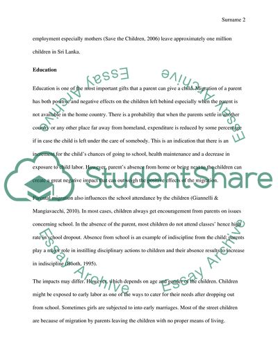 Impact of Parents Migration on Children Left behind