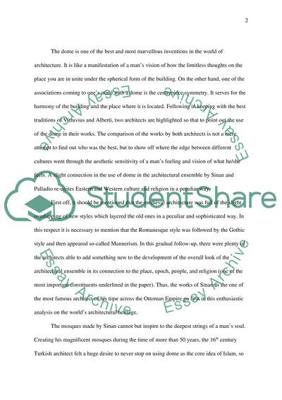 Comparing Domes of Architect Sinan to Renaissance Architect Palladio, Palladianism