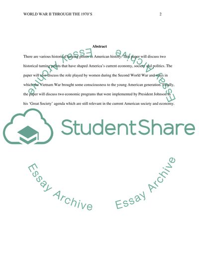 Assignment 3: World War II through the 1970s