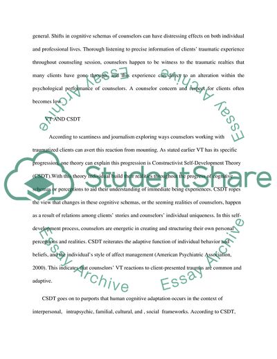 Diagnostic of Vicarious Trauma