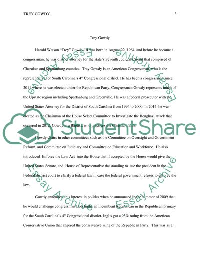 Trey Gowdy and Republicans Policy