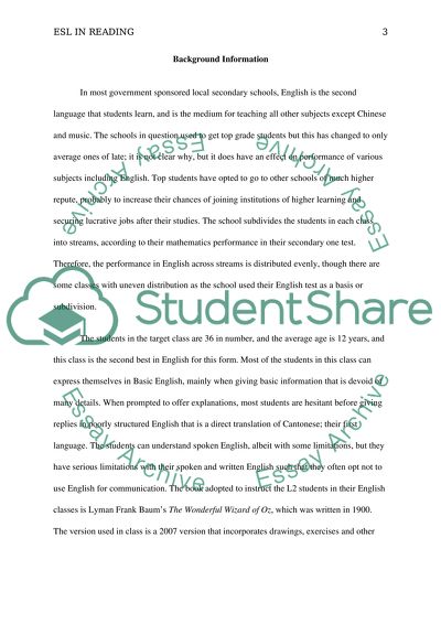 ESL in Reading: Critical Analysis of an existing unit of reading materials