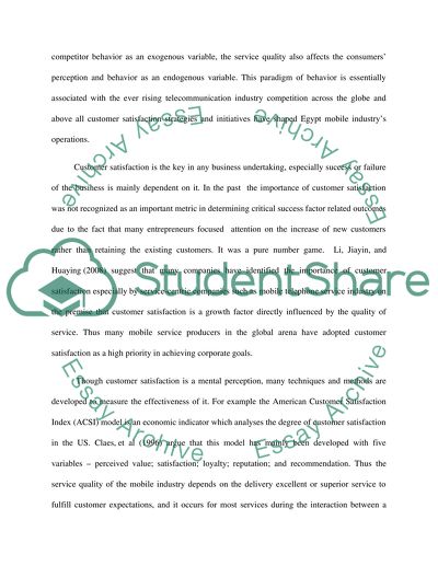 Customer satisfaction in mobile industry in Egypt an empirical study