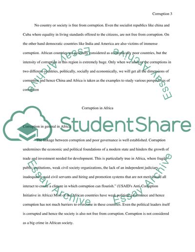 Political and economic corruption in Africa and China