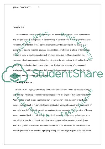 Differences between Ijara and Conventional Operating Lease Contracts