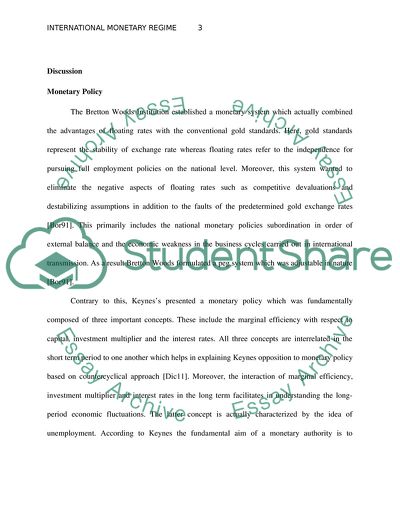 The Most Important Elements of International Monetary Regime