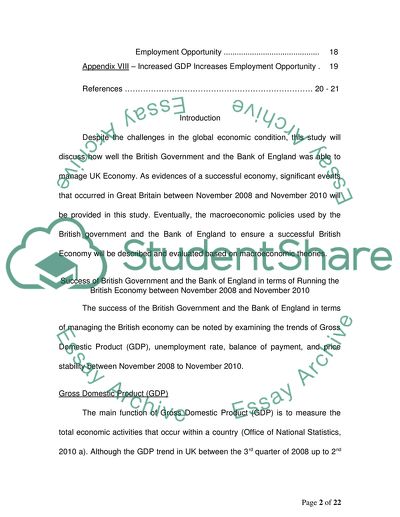 Performance of the British Government and the Bank of England