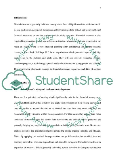 Managing Financial Resources in the health and Social Care