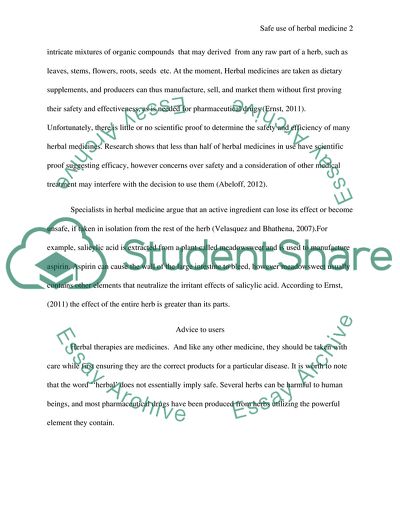 Safe Use of Herbal Medicine