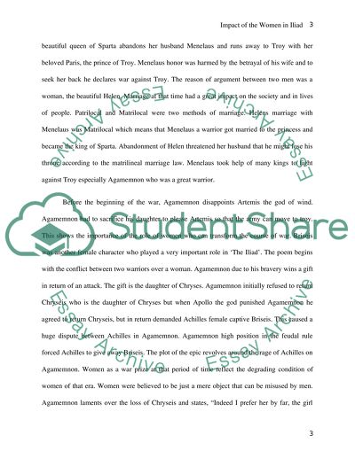 The Impact of the Women in the Illiad