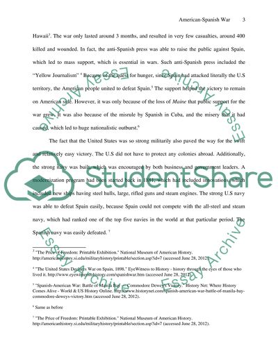 What were the 4 reasons for the spanish american war image