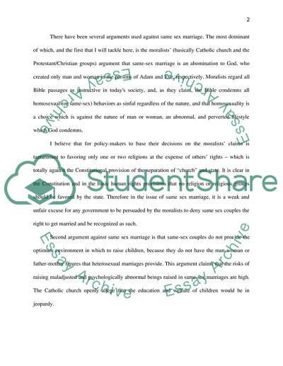 Institutionalizing Same-Sex Relationship Through Marriage