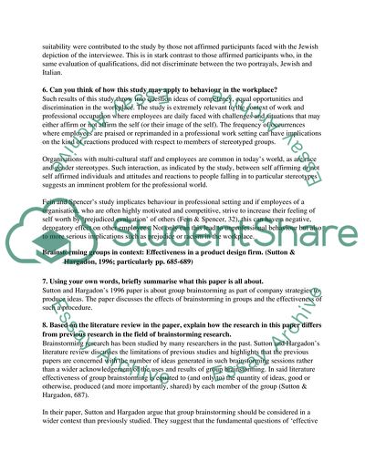 Analysis of Fein and Spencers Study and Sutton and Hargadons 1996