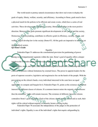 Goals of Efficiency, Equity, Welfare, Security, and Liberty