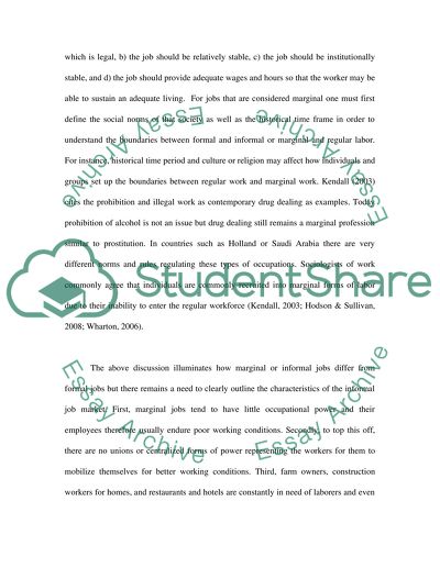 Marginal Jobs and the Norms Expected of Work