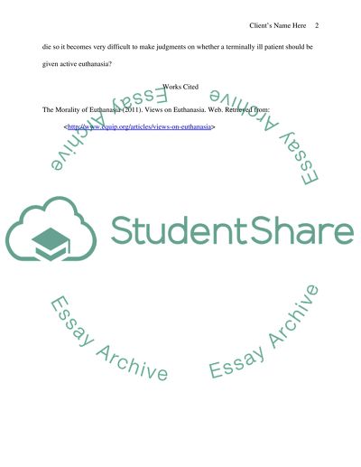 The morality of euthanasia