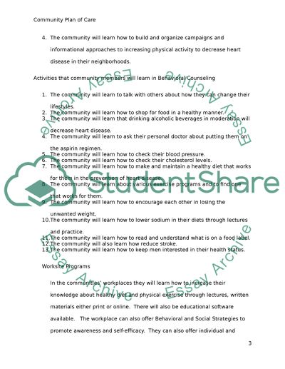 Community -oriented plan of care